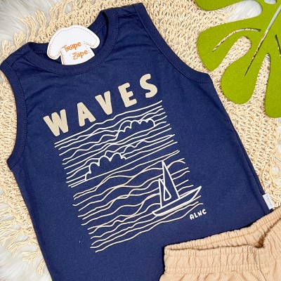 Conj. Regata Waves com Barco e Bermuda - Marinho